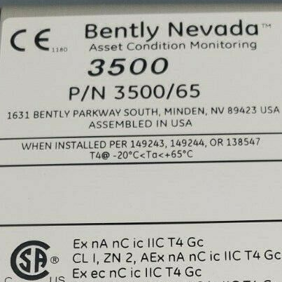 Bently Nevada RTD/Isolated Tip TC I/O Module 3500/62-01-00 & 3500/65-01-00