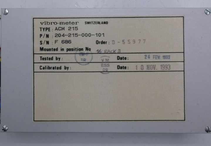 Meggitt Vibro Meter ACM 215 Calibrator Module – VM600 CPUM