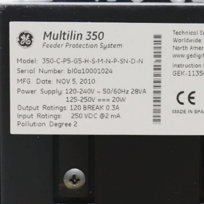 GE 350-C-P5-G5-H-S-M-N-P-SN-D-N Relay for Feeder Protection