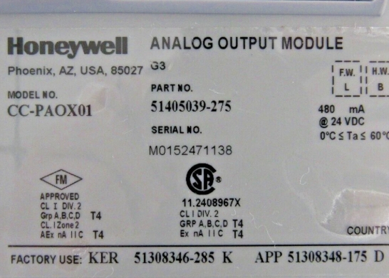 Honeywell 51405039-275 Analog Output Module CC-PAOX01