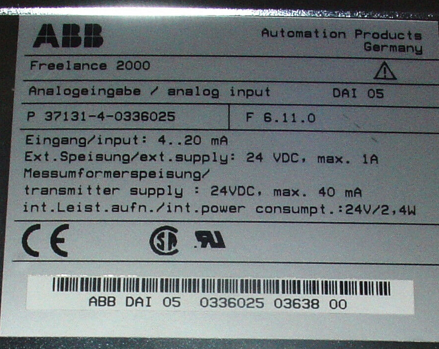ABB DAI05 0336025MR - Analog Input for Industrial Automation