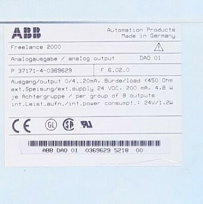 ABB Freelance 2000 Analog Output DAO01 0369629M