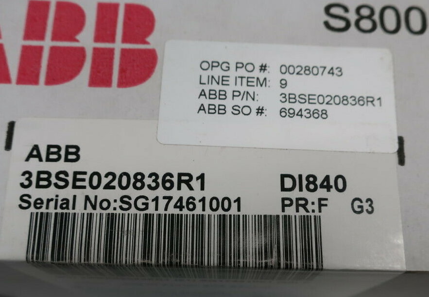 EI813F 3BDH000022R1 Control Module - ABB DI840 3BSE020836R1 24V Digital Input 16 Channel