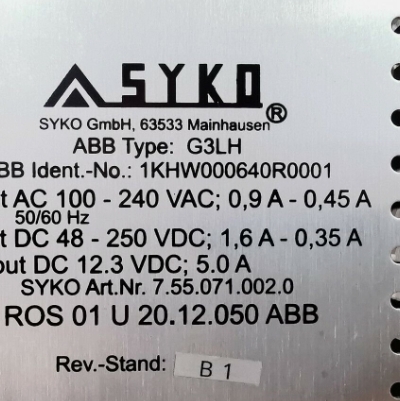 ABB G3LH Power Supply Board - Model 1KHW000640R0001