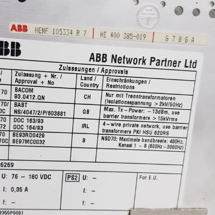 ABB HENF105334R0010 G7BGA Network Partner Overview