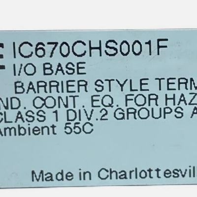 GE IC670CHS001 I/O Base Terminal - Barrier Style Design