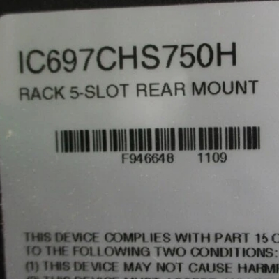 GE 5-Slot Rear Mount I/O Rack IC697CHS750
