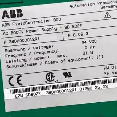 ABB SD802F 3BDH000012 Power Supply Board - 24 VDC