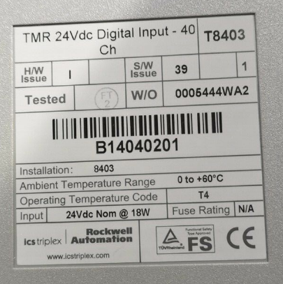 T8846 - ICS Triplex T8403 Trusted TMR 24 Vdc Digital Input Module