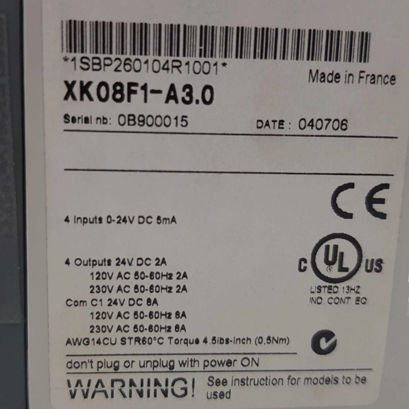 ABB XK08F1 Extension Module 1SBP260104R1001